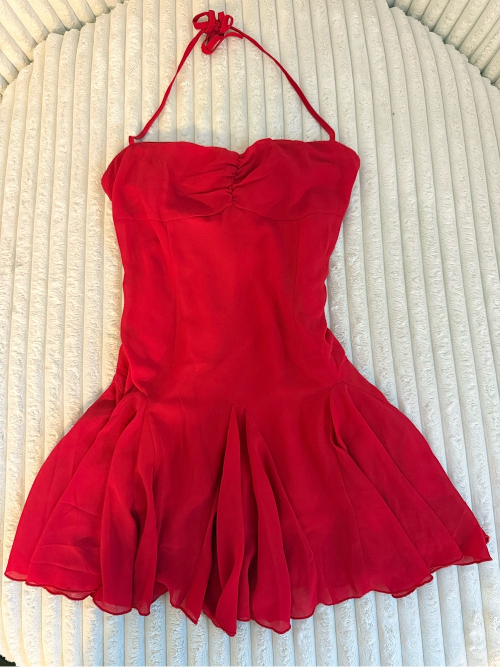 Red Halter Skater Dress - white fox